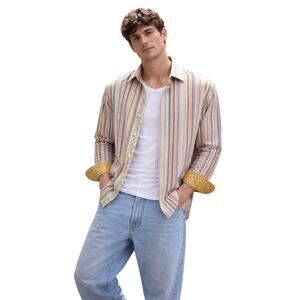 Robert Graham Striped Button Up Shirt XL Multicolor Flip Cuff